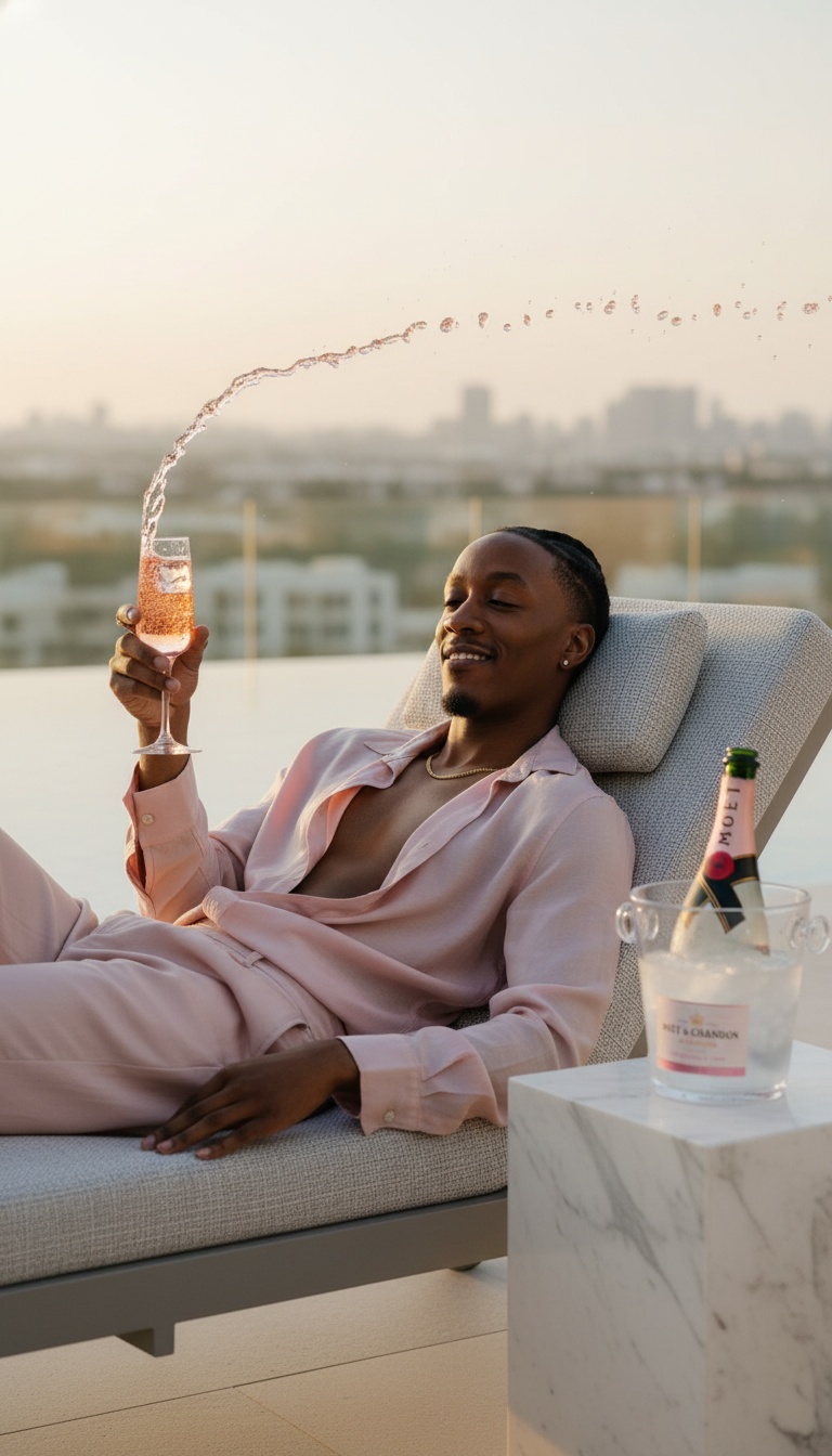 CampaignsLive AI hospitality creative — luxury rooftop sunset moment